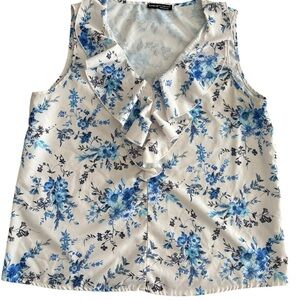 SHEIN Blue Floral Ruffle Blouse